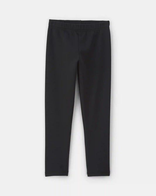 Girls Fleece Pull-On Stretch Leggings - Black