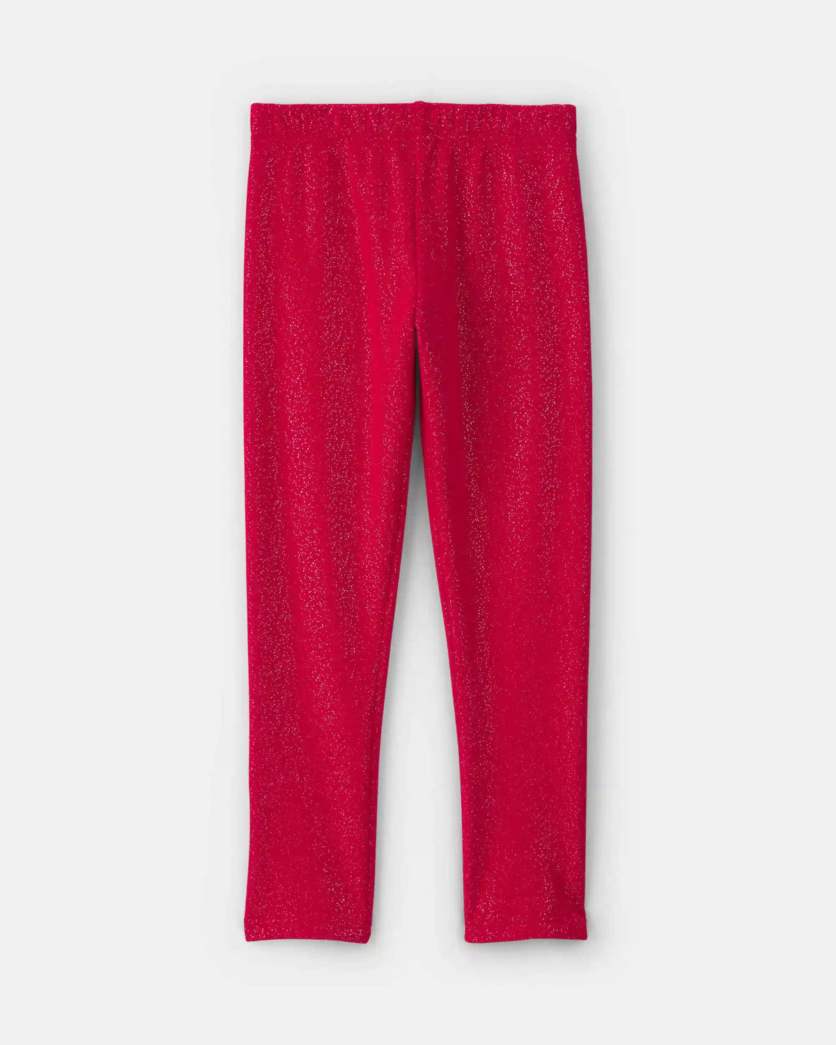 Girls Glitter Fleece Pull-On Stretch Leggings - Red