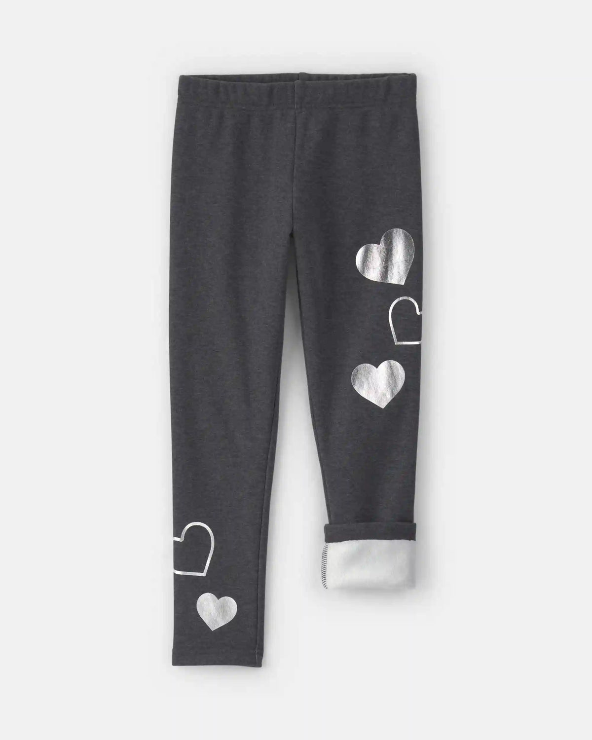 Girls Heart Fleece Pull-On Stretch Leggings - Grey