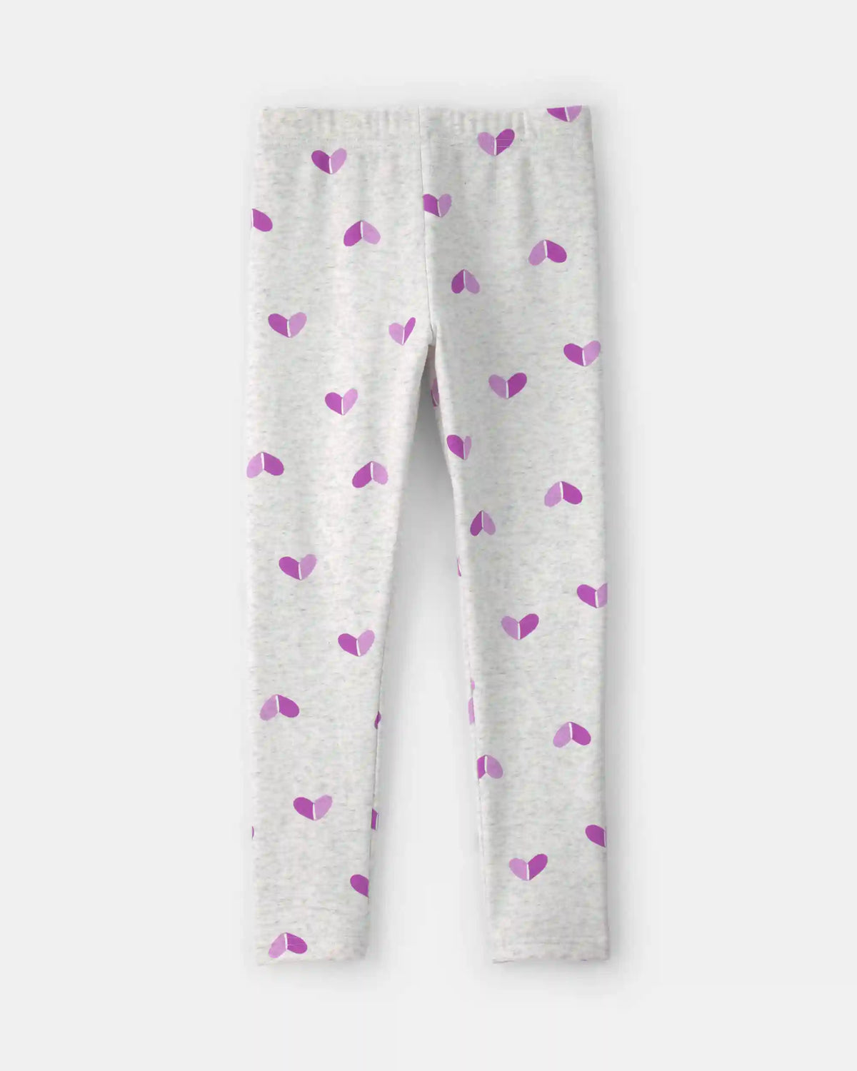 Girls Heart Fleece Pull-On Stretch Leggings - Grey/Purple