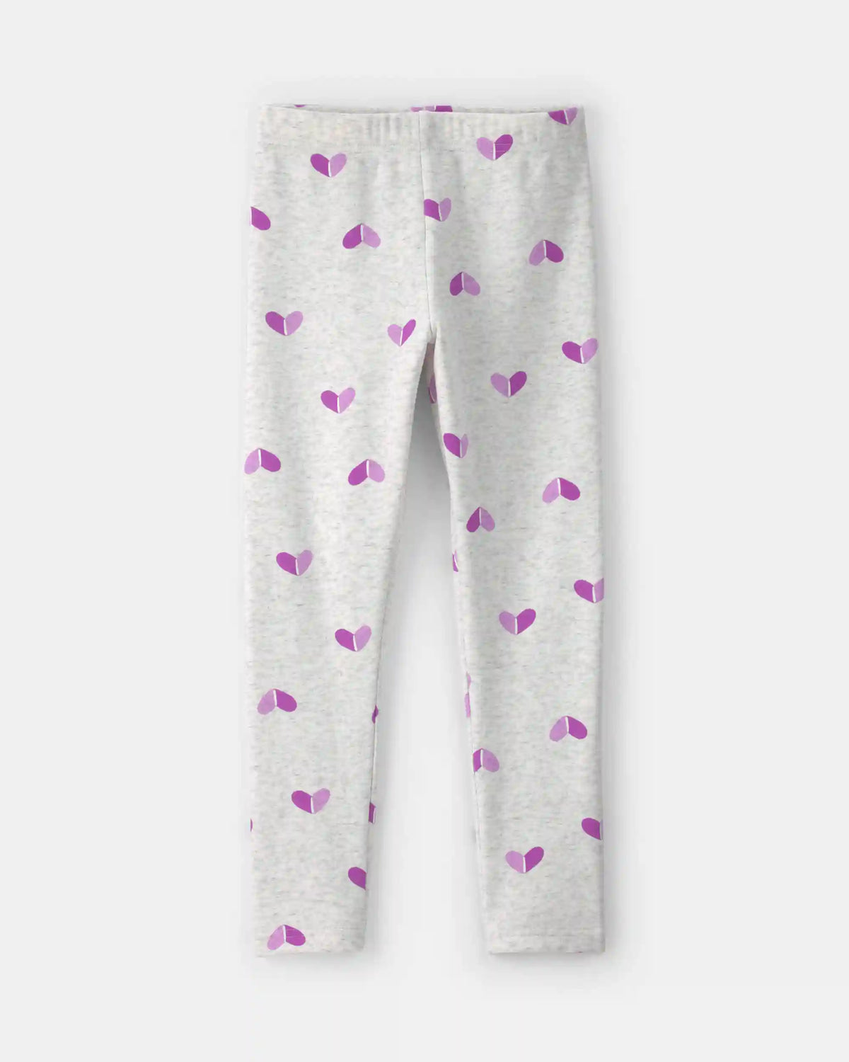Girls Heart Fleece Pull-On Stretch Leggings - Grey/Purple