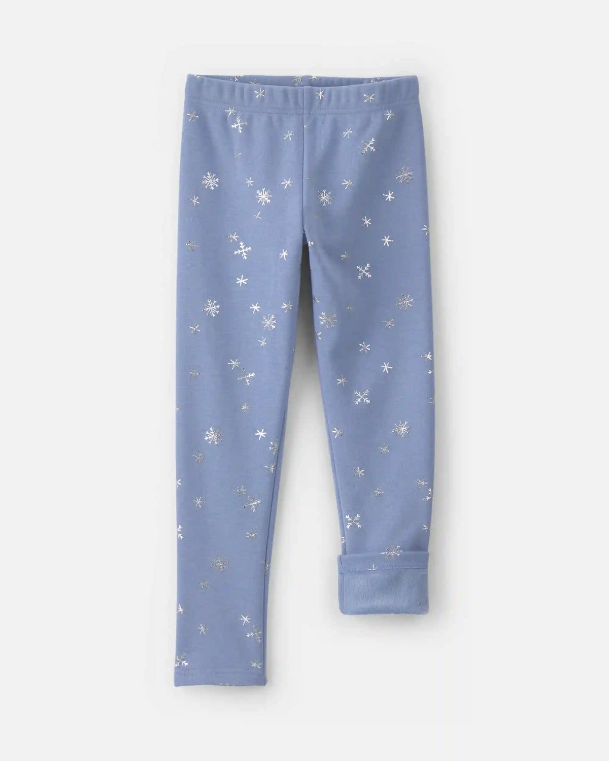 Girls Snowflake Fleece Pull-On Stretch Leggings - Blue/White
