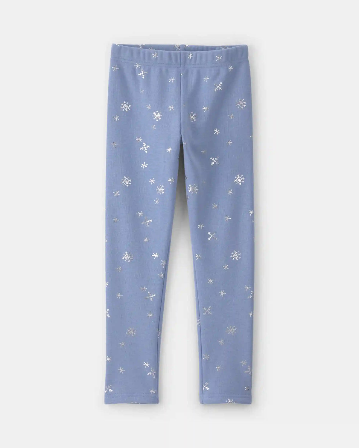 Girls Snowflake Fleece Pull-On Stretch Leggings - Blue/White