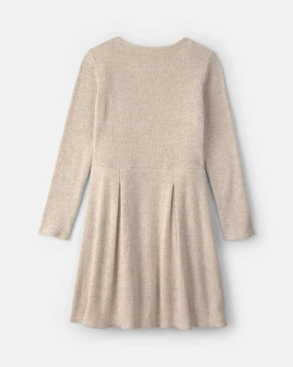 Girls Long-Sleeve Rib Dress - Cream