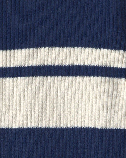 Girls Striped Polo Shirt - Navy Blue