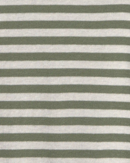 Girls Striped Long-Sleeve Rib Top - Green/White
