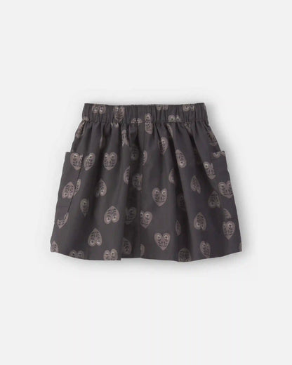 Girls Heart Twill Skirt - Black