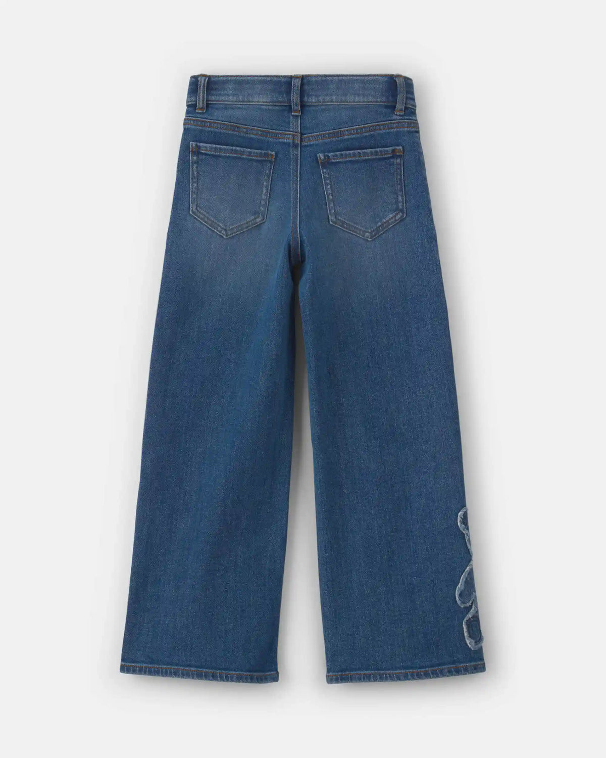Girls Bear Denim Wide-Leg Jeans - Medium Wash