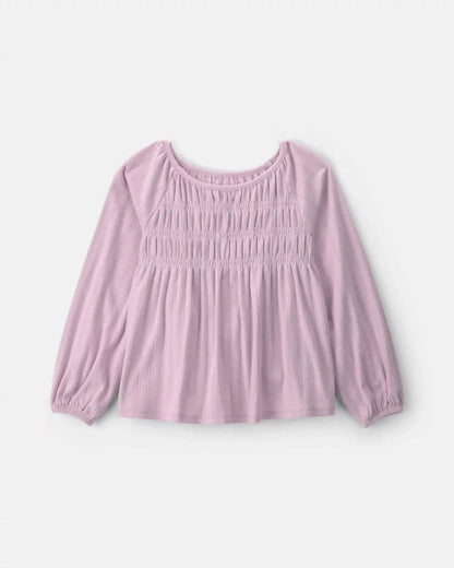Girls Long-Sleeve Peplum Top - Purple