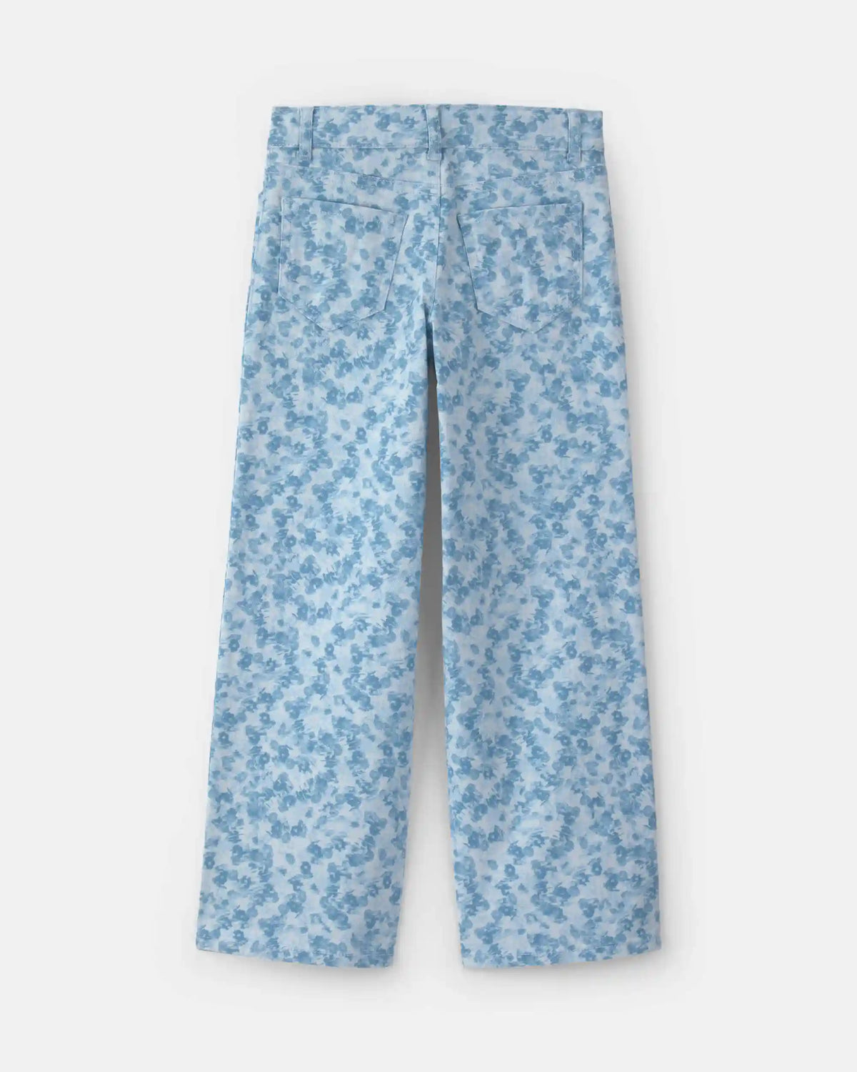 Girls Floral Twill Straight Pants - Blue