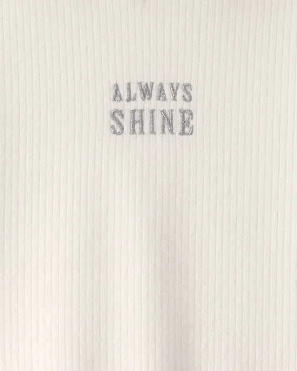 Girls 'Always Shine' Long-Sleeve Mock Neck Top - Cream