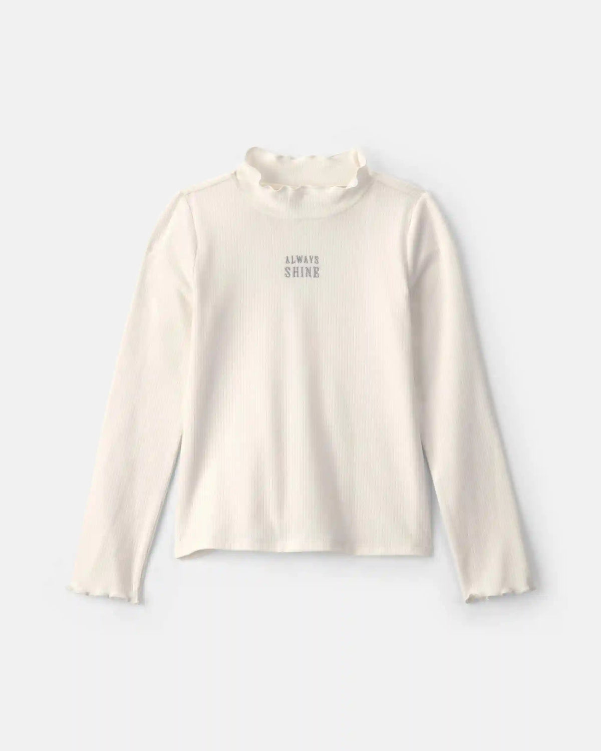 Girls 'Always Shine' Long-Sleeve Mock Neck Top - Cream
