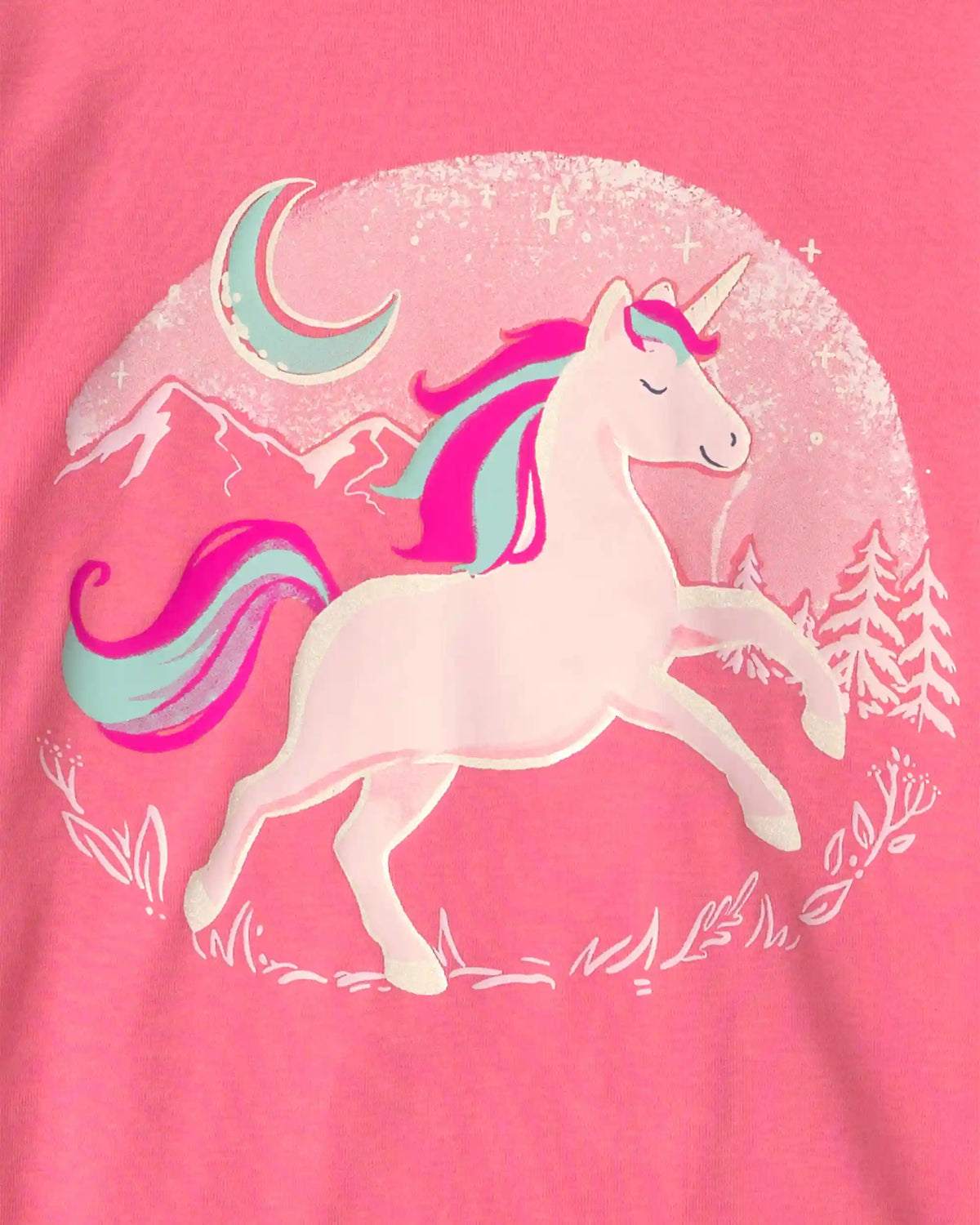 Girls 4-Piece Unicorn 100% Cotton Snug Fit Pajama Set - Coral/Pink