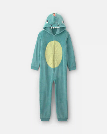 Boys 1-Piece Dinosaur Halloween Fleece Pajama Costume - Green