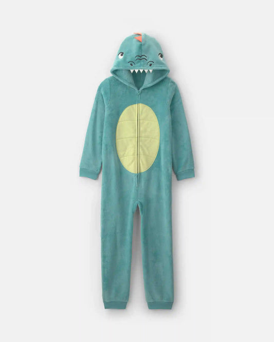 Boys 1-Piece Dinosaur Halloween Fleece Pajama Costume - Green