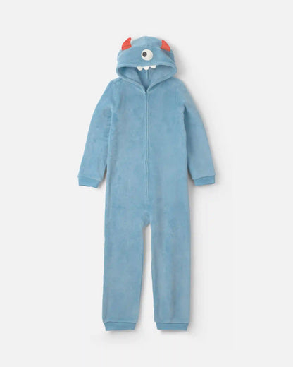Boys 1-Piece Monster Halloween Fleece Pajama Costume - Blue