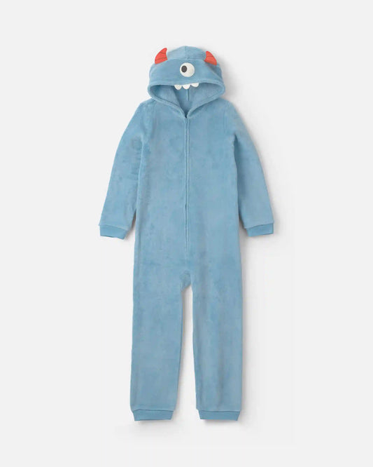 Boys 1-Piece Monster Halloween Fleece Pajama Costume - Blue
