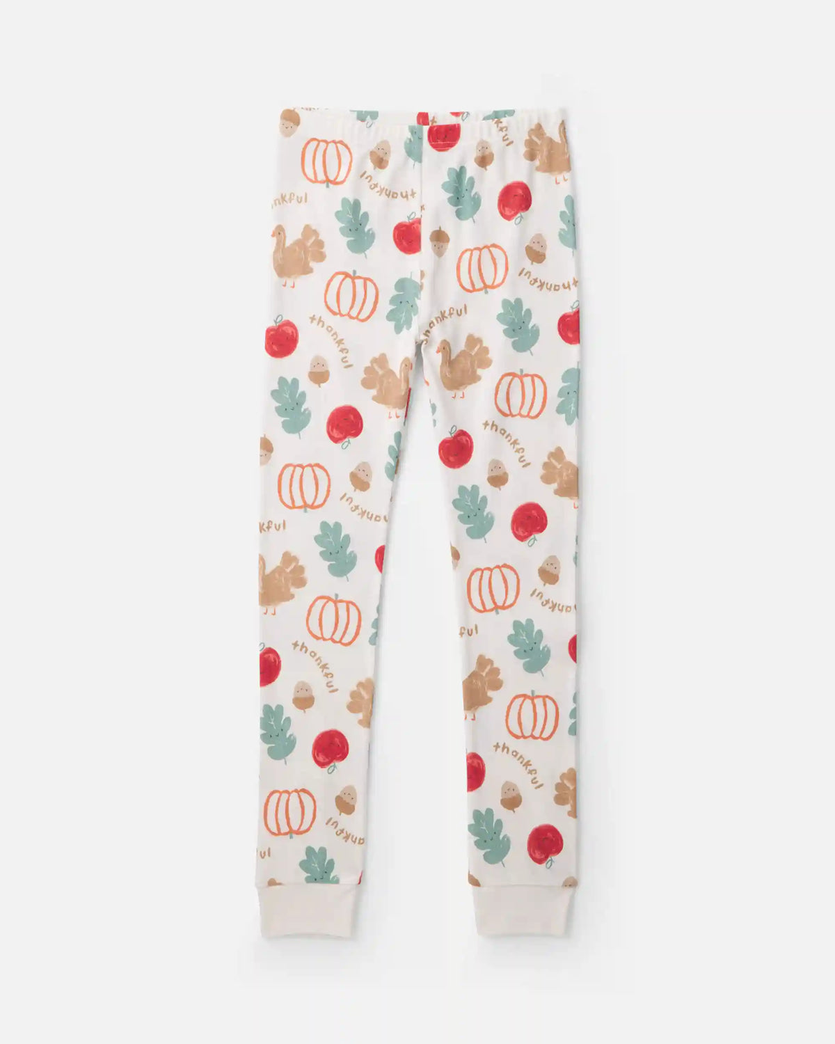 Kids 2-Piece Thanksgiving 100% Cotton Snug Fit Pajama Set - Cream