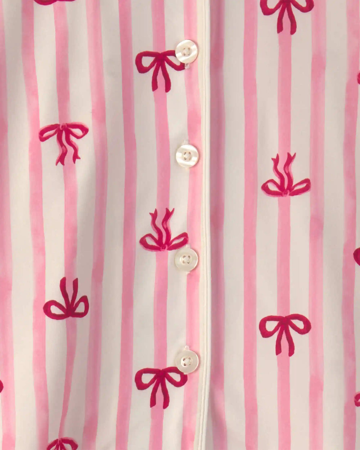 Girls Bow Print Relaxed Fit Pajama Set - Pink
