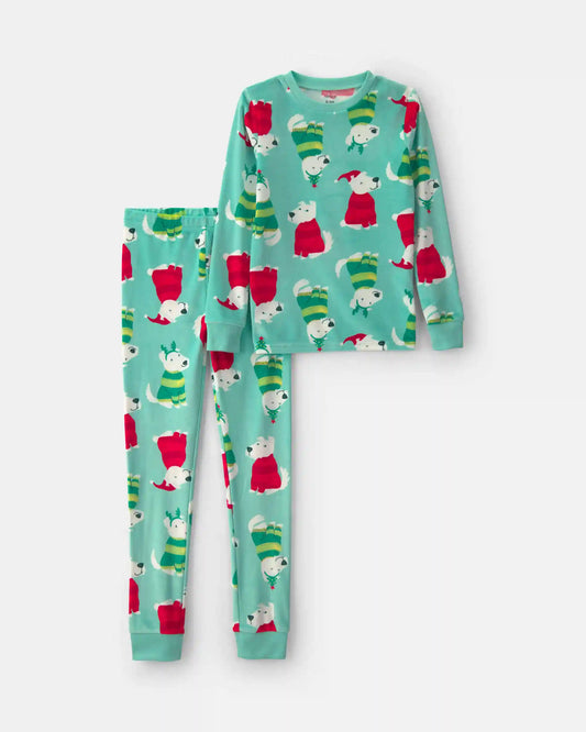Kids 2-Piece Christmas DreamPlush Snug Fit Pajama Set - Green