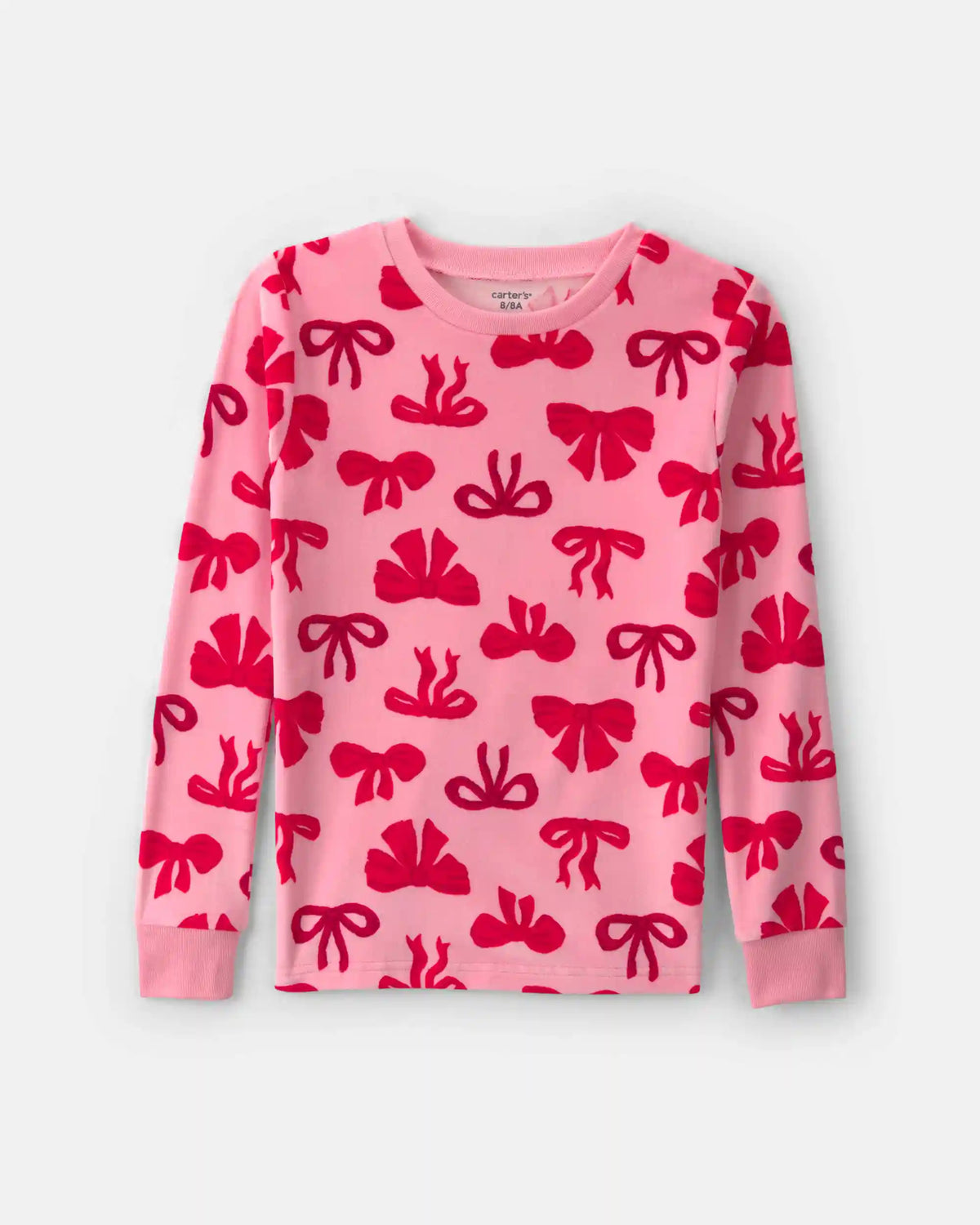 Girls 2-Piece Bows DreamPlush Snug Fit Pajama Set - Pink
