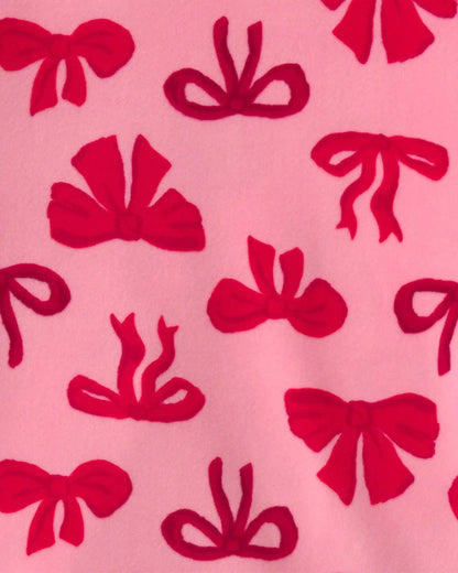 Girls 2-Piece Bows DreamPlush Snug Fit Pajama Set - Pink