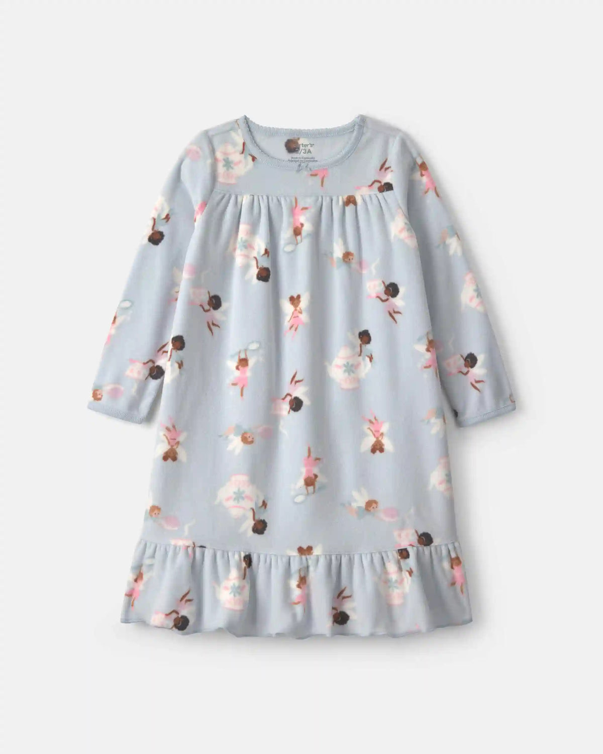 Girls Fairies Fleece Loose Fit Night Gown - Blue