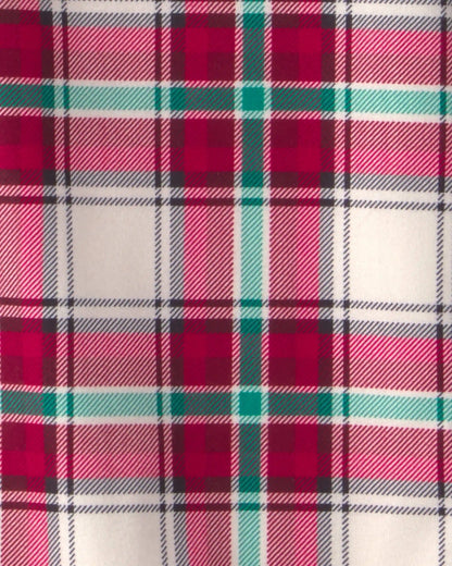 Girls 2-Pack Christmas Plaid Fleece Loose Fit Night Gown & Doll Gown - Red/Green