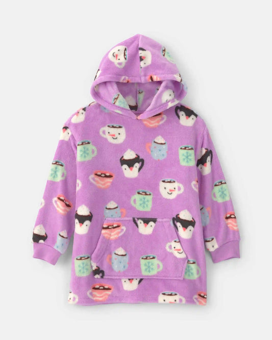 Girls Hot Cocoa Fleece Loose Fit Pajama Hoodie - Purple
