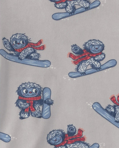 Boys 2-Piece Yeti Snowboard DreamPlush Snug Fit Pajama Set - Grey
