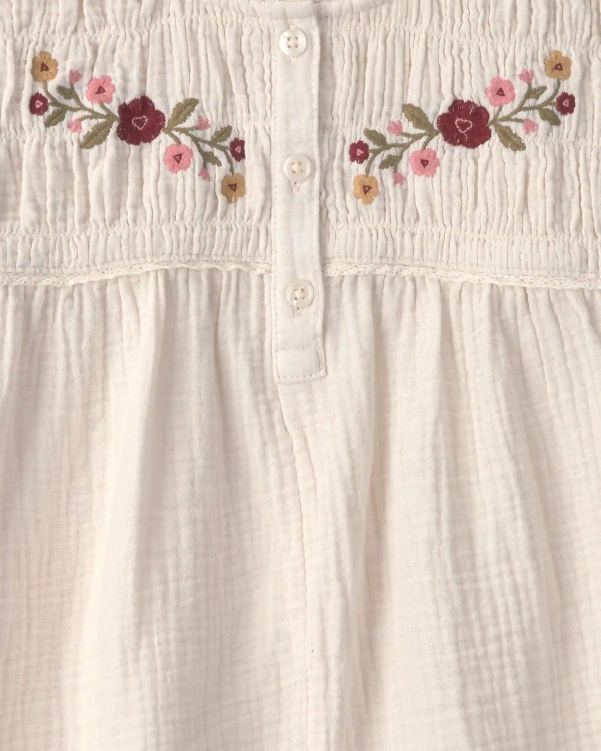 Girls Organic Cotton Embroidered Gauze Top