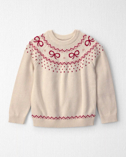 Girls Organic Cotton Fair Isle Sweater Knit Pullover