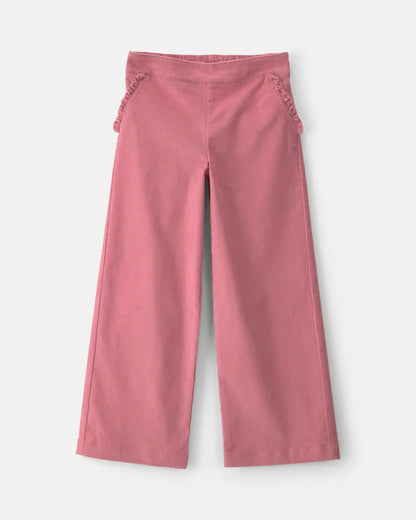 Girls Corduroy Wide-Leg Pants - Pink
