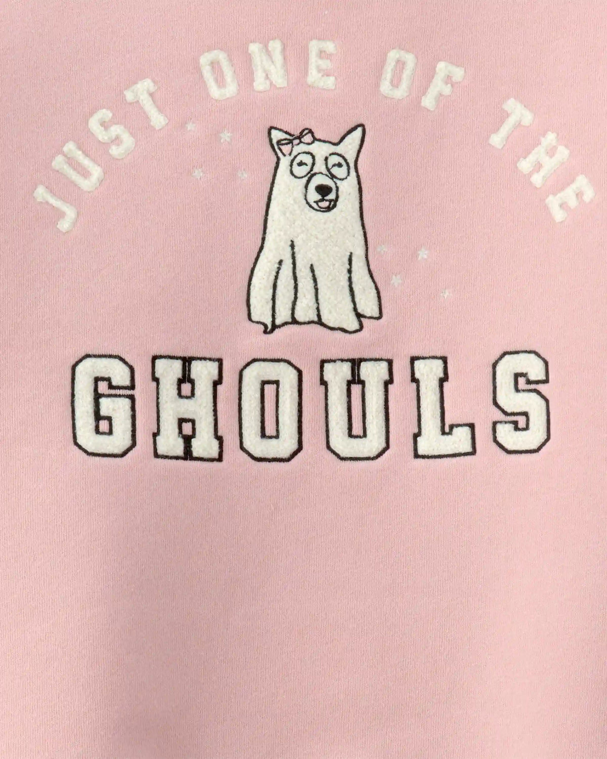 Girls Ghoul Halloween Fleece Pullover Sweatshirt - Pink
