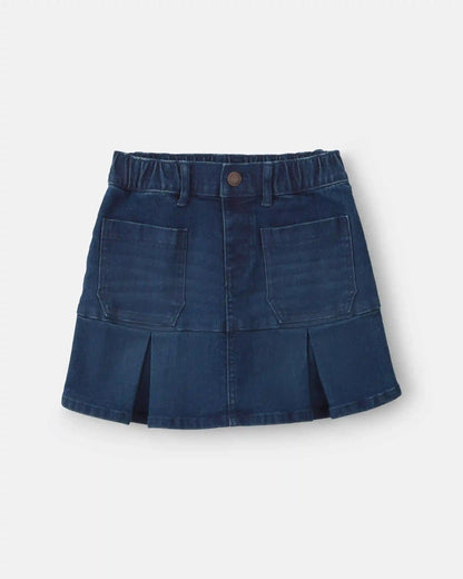 Girls Chambray Denim Skirt - Dark Wash