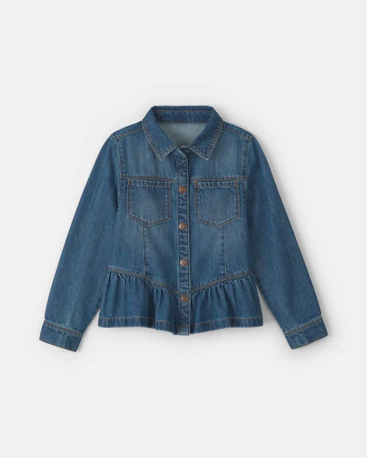 Girls Denim Long-Sleeve Top - Medium Wash
