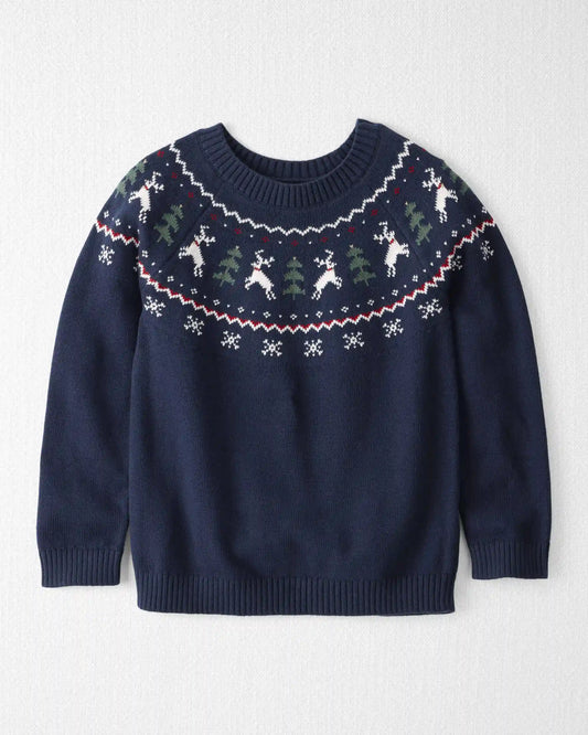 Kids Organic Cotton Fair Isle Sweater Knit Pullover