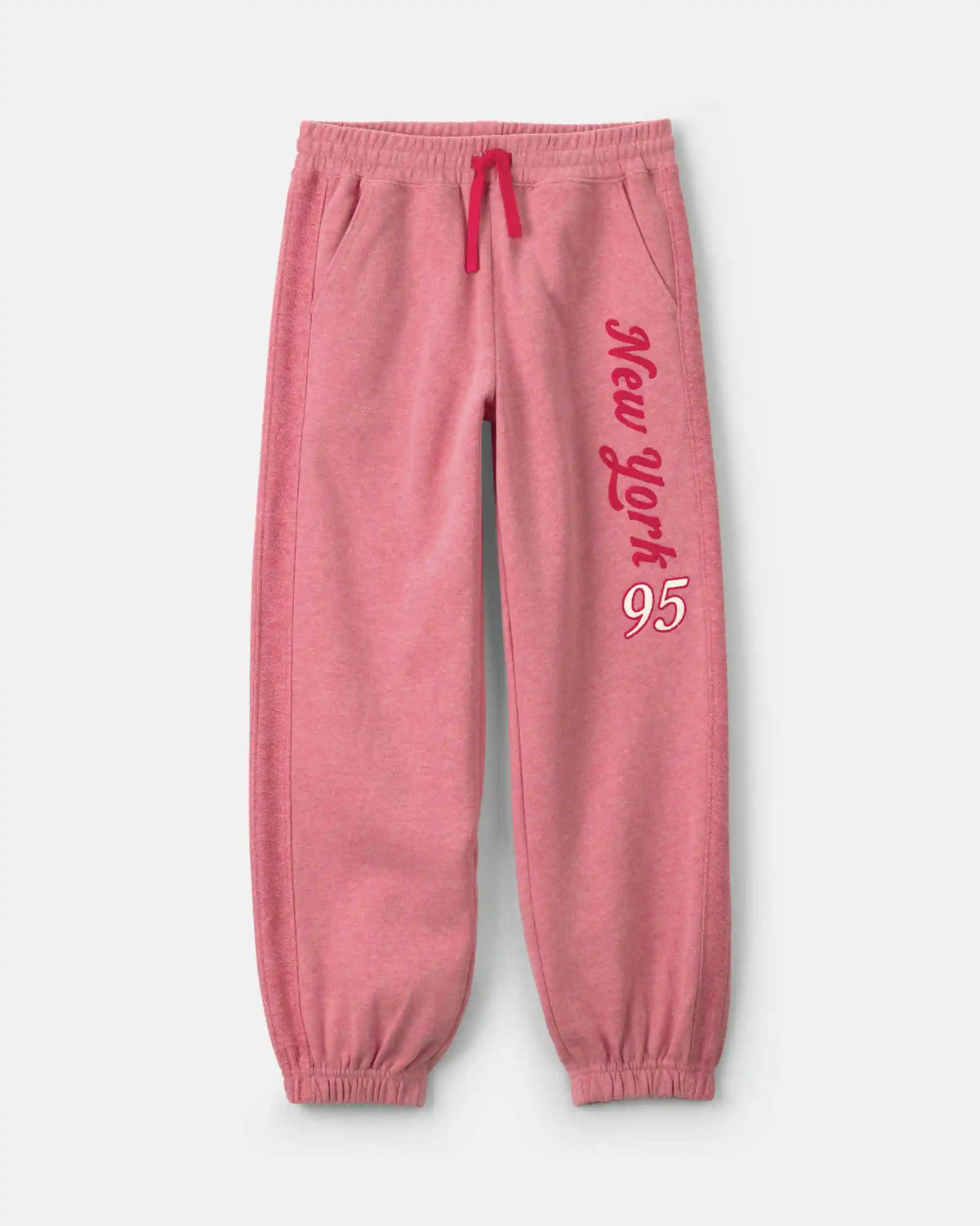 Girls 'New York' French Terry Joggers - Pink/Red