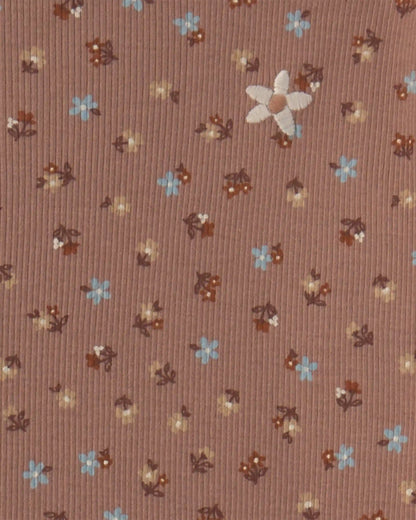 Girls 2-Piece Floral Chambray Long-Sleeve Top & Pant Set - Brown/Blue