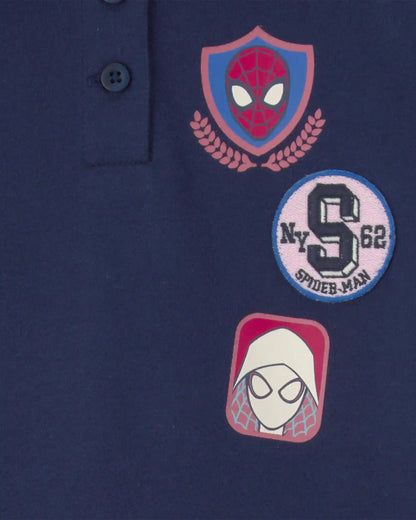 Girls ©Marvel Spider-Man French Terry Polo Dress - Navy Blue