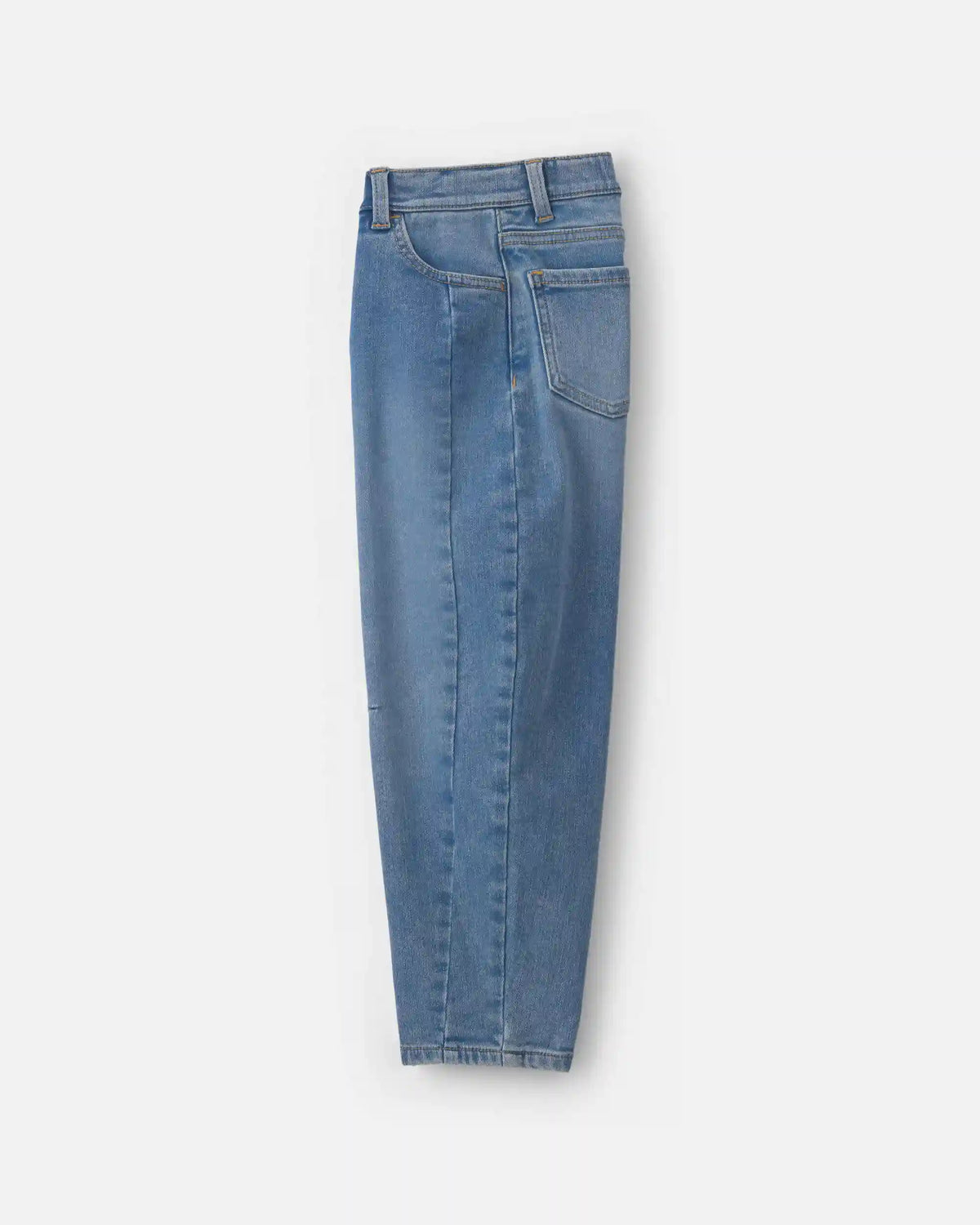 Girls Fleece-Lined Denim Barrel Jeans - Medium Wash
