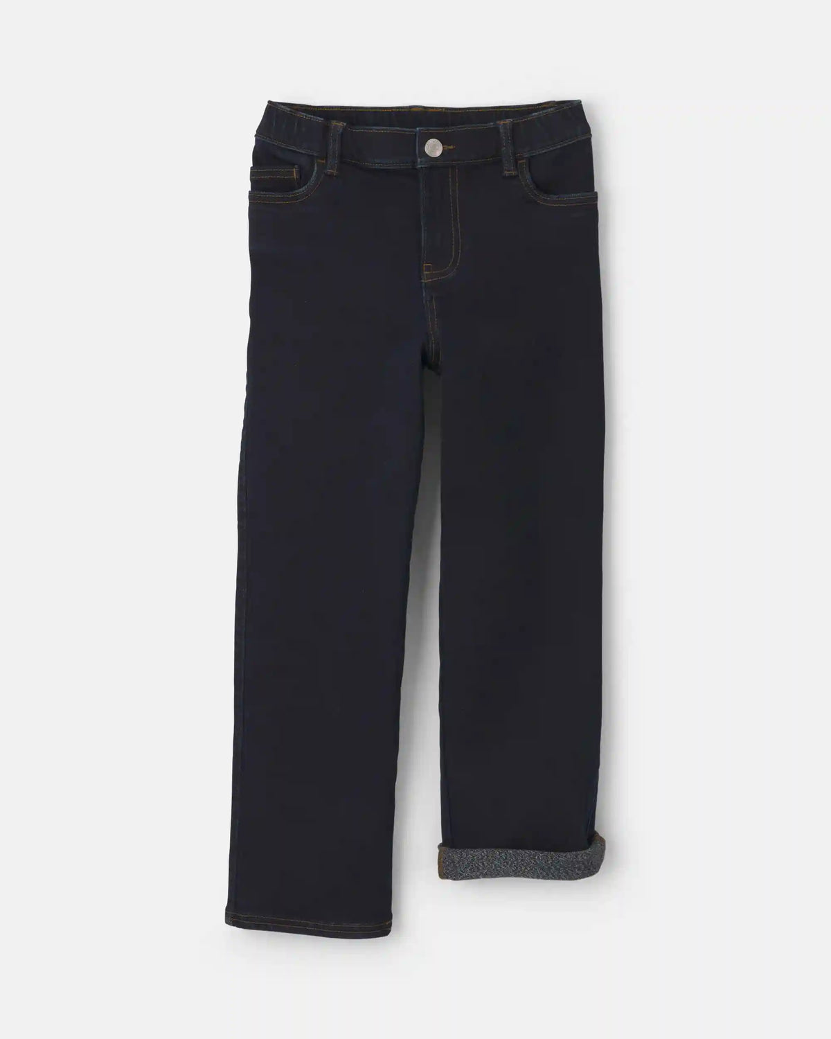 Boys Fleece-Lined Relaxed Jeans - Dark Wash
