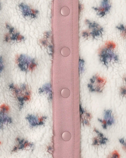 Girls Floral Fleece Jacket - Pink/White