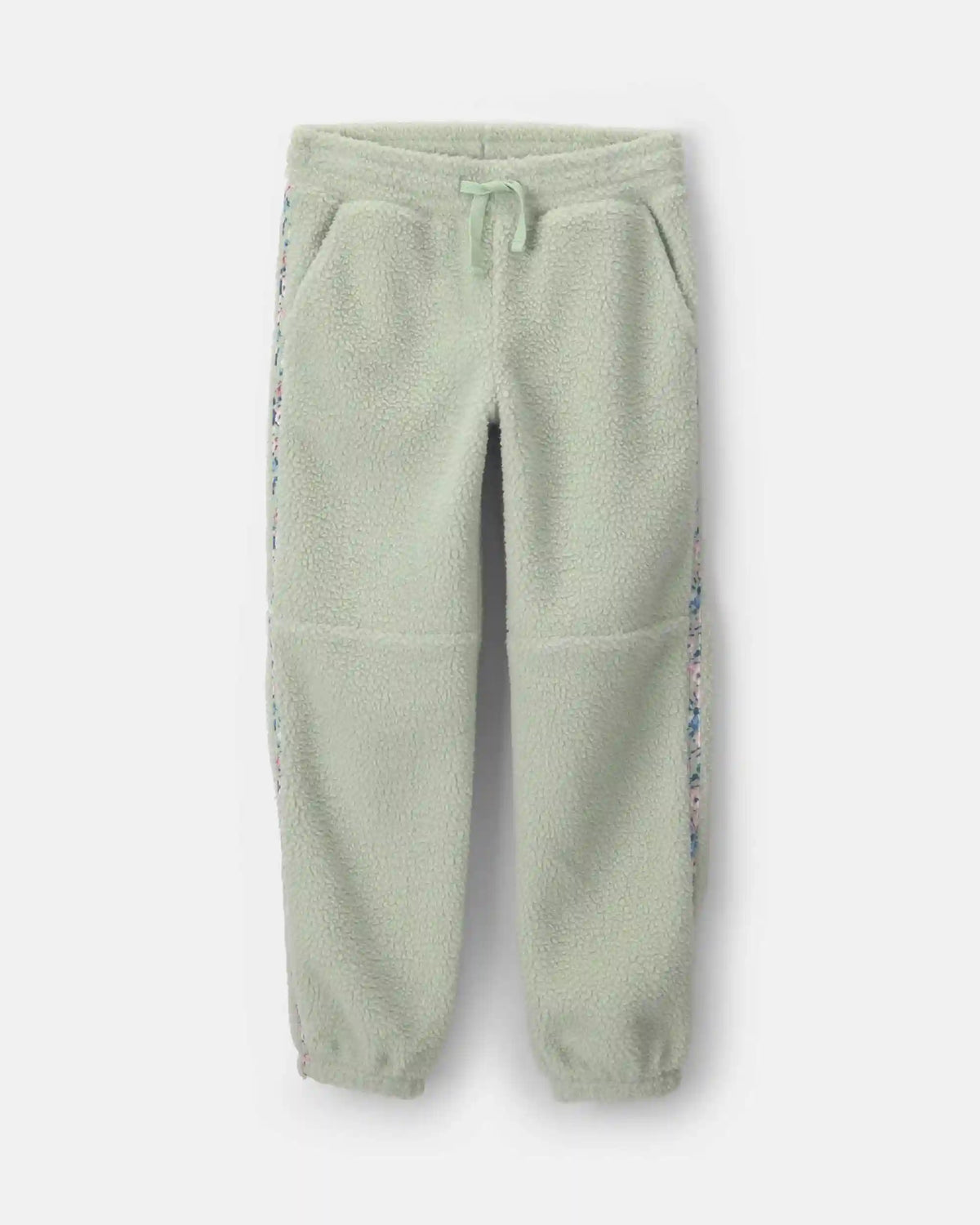 Girls Floral Fleece Joggers - Green