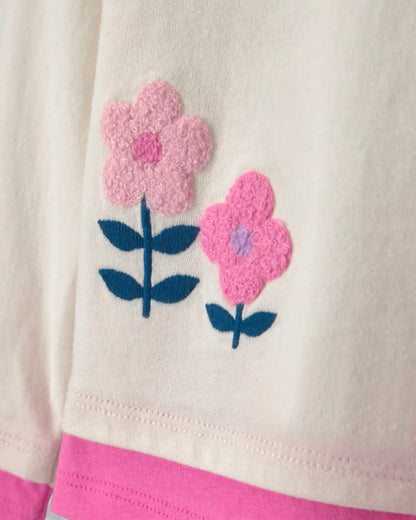 Girls Heart & Flower Long-Sleeve Top - Cream/Pink