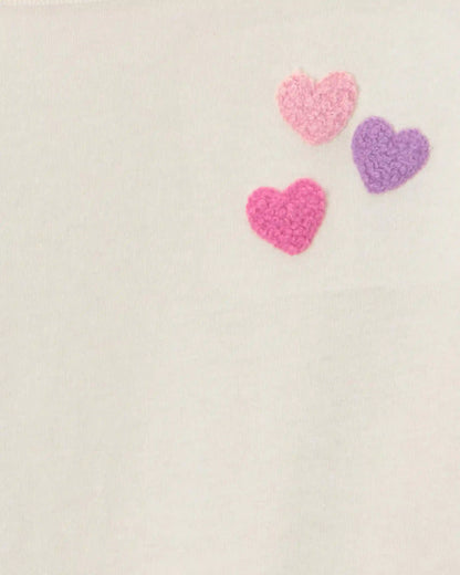 Girls Heart & Flower Long-Sleeve Top - Cream/Pink