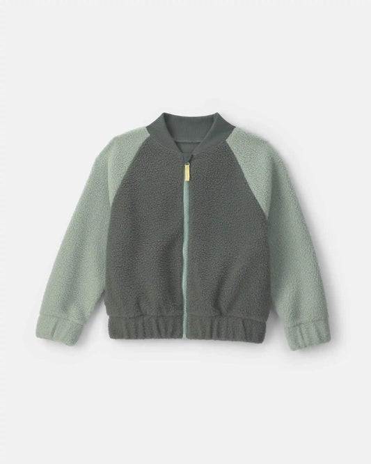 Boys Teddy Fleece Zip-Up Jacket - Green
