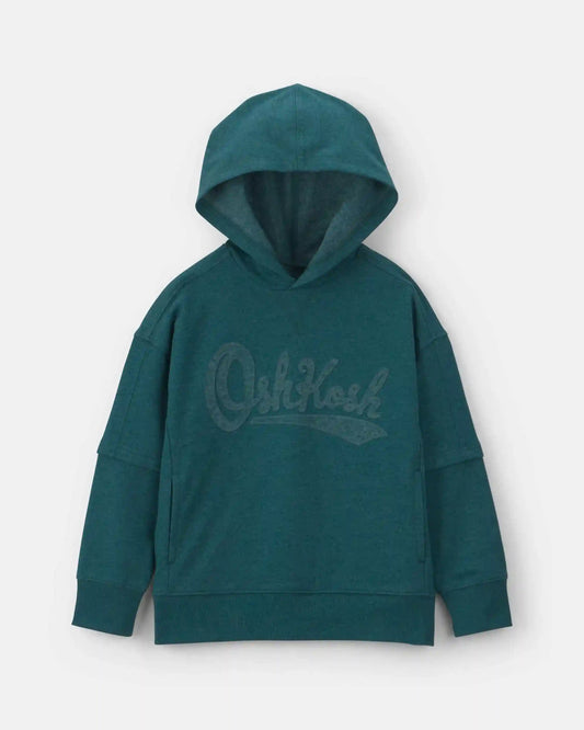 Boys Logo Fleece Baggy Hoodie - Green
