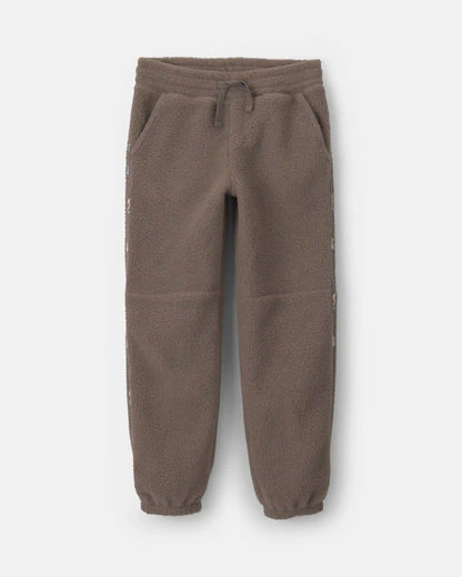 Girls Floral Fleece Joggers - Brown