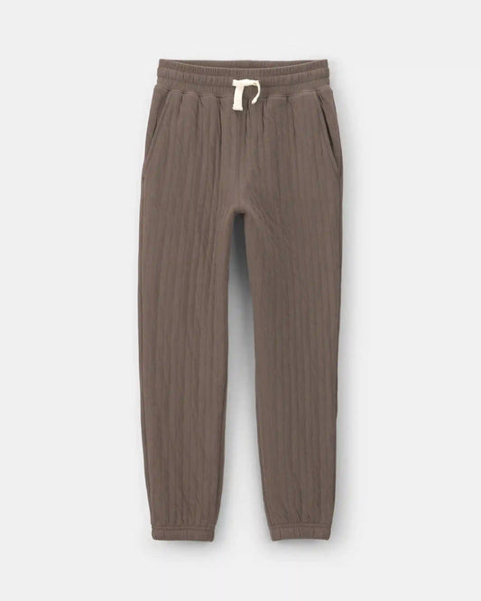 Boys Quilted Joggers - Brown